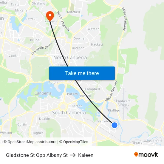 Gladstone St Opp Albany St to Kaleen map