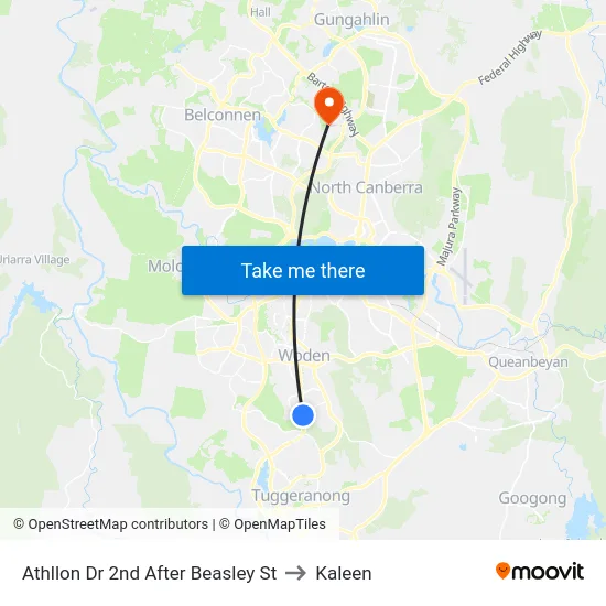 Athllon Dr 2nd After Beasley St to Kaleen map