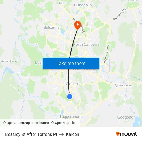 Beasley St After Torrens Pl to Kaleen map