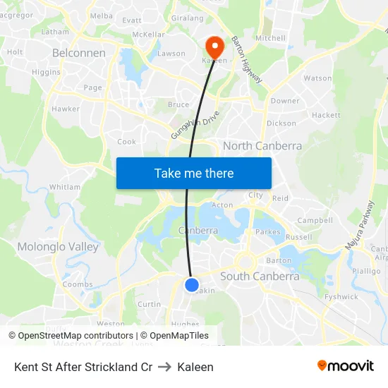 Kent St After Strickland Cr to Kaleen map