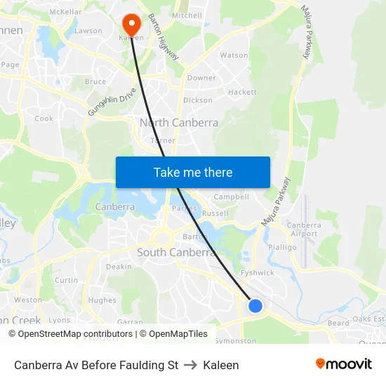 Canberra Av Before Faulding St to Kaleen map