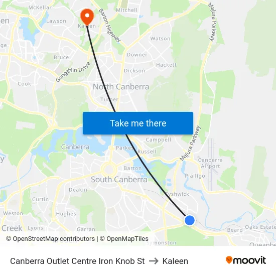 Canberra Outlet Centre Iron Knob St to Kaleen map