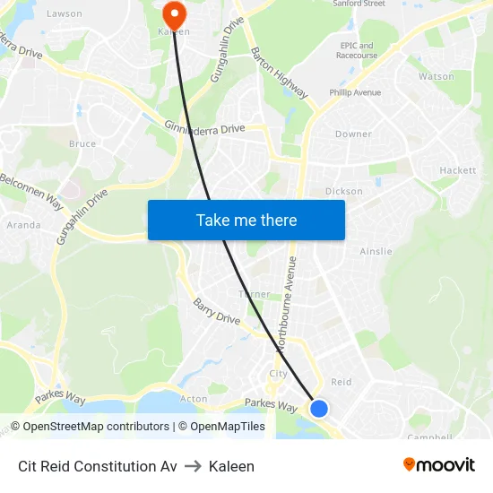 Cit Reid Constitution Av to Kaleen map