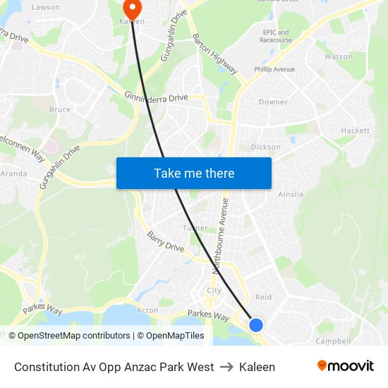 Constitution Av Opp Anzac Park West to Kaleen map
