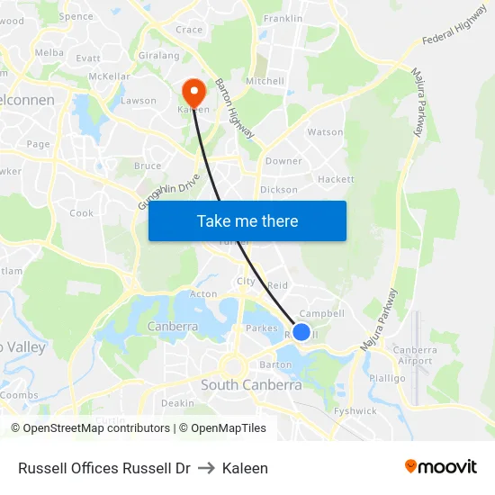 Russell Offices Russell Dr to Kaleen map