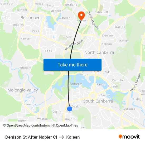 Denison St After Napier Cl to Kaleen map