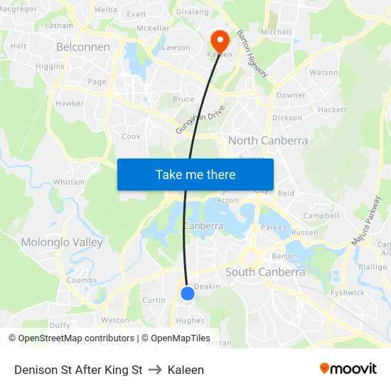 Denison St After King St to Kaleen map