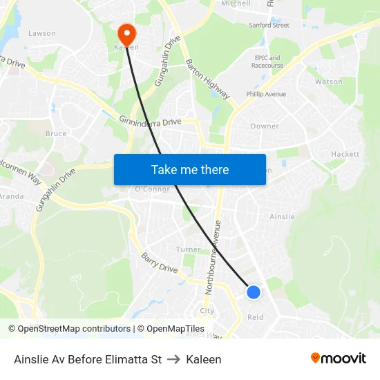 Ainslie Av Before Elimatta St to Kaleen map