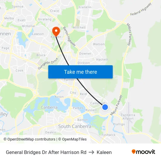 General Bridges Dr After Harrison Rd to Kaleen map