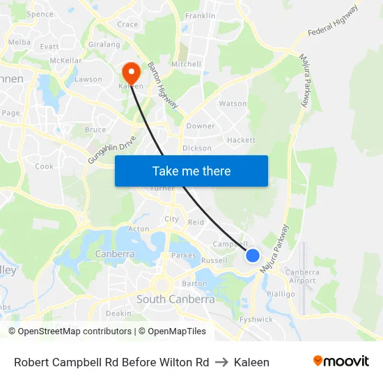 Robert Campbell Rd Before Wilton Rd to Kaleen map