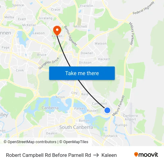 Robert Campbell Rd Before Parnell Rd to Kaleen map