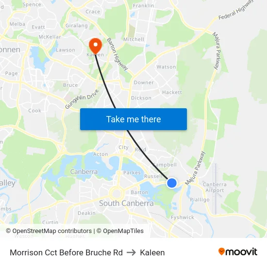 Morrison Cct Before Bruche Rd to Kaleen map