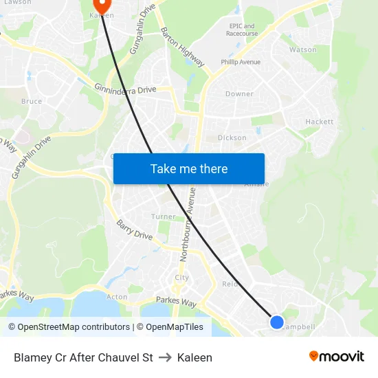Blamey Cr After Chauvel St to Kaleen map