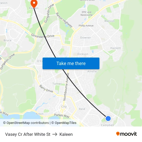 Vasey Cr After White St to Kaleen map