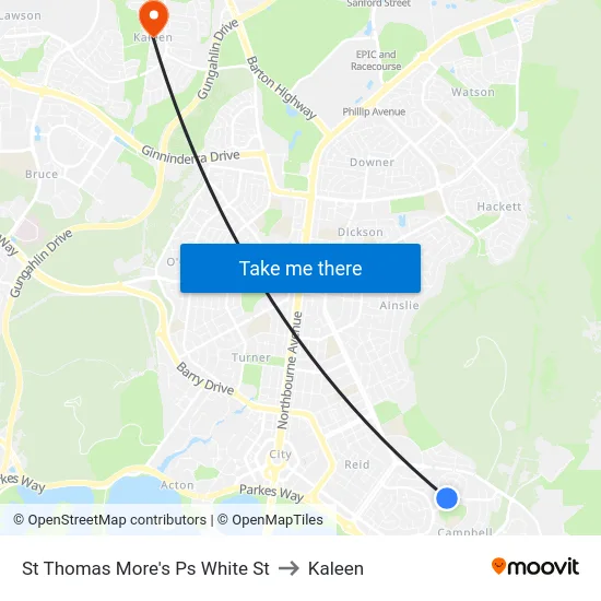 St Thomas More's Ps White St to Kaleen map