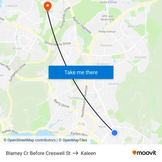 Blamey Cr Before Creswell St to Kaleen map