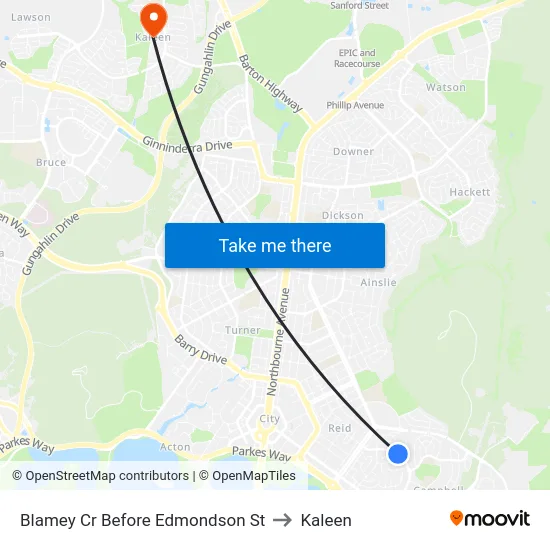 Blamey Cr Before Edmondson St to Kaleen map