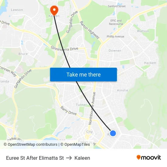 Euree St After Elimatta St to Kaleen map