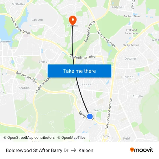 Boldrewood St After Barry Dr to Kaleen map