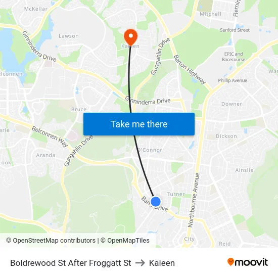 Boldrewood St After Froggatt St to Kaleen map