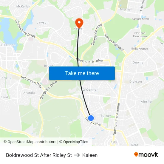 Boldrewood St After Ridley St to Kaleen map