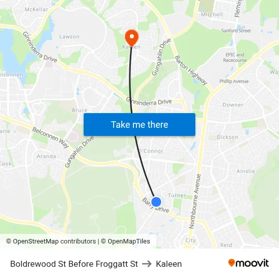 Boldrewood St Before Froggatt St to Kaleen map