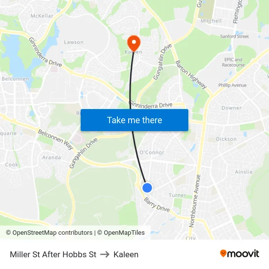 Miller St After Hobbs St to Kaleen map