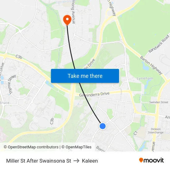 Miller St After Swainsona St to Kaleen map