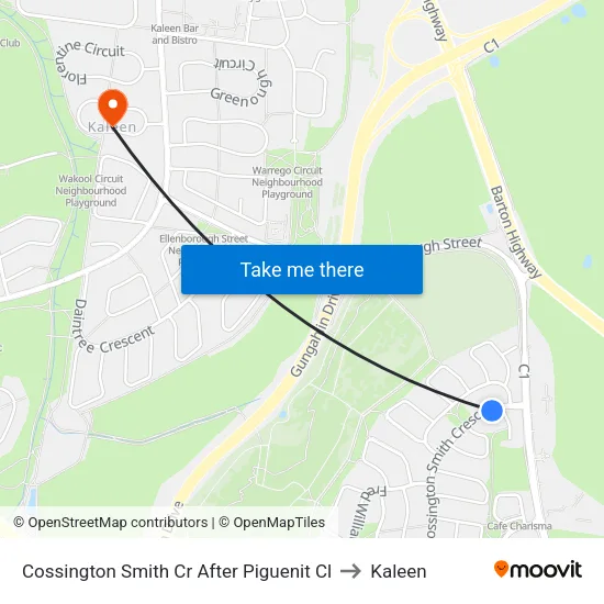 Cossington Smith Cr After Piguenit Cl to Kaleen map