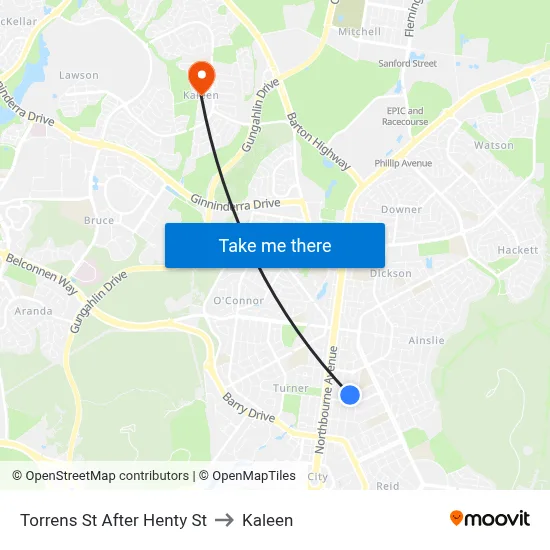 Torrens St After Henty St to Kaleen map