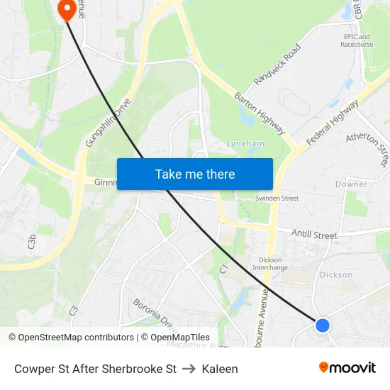 Cowper St After Sherbrooke St to Kaleen map