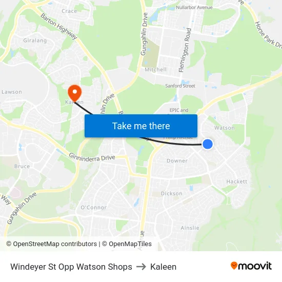 Windeyer St Opp Watson Shops to Kaleen map
