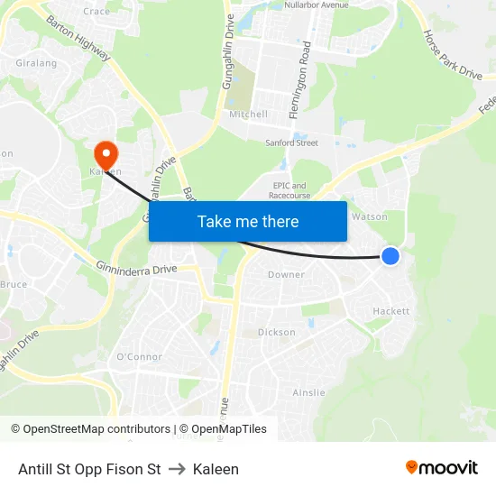 Antill St Opp Fison St to Kaleen map