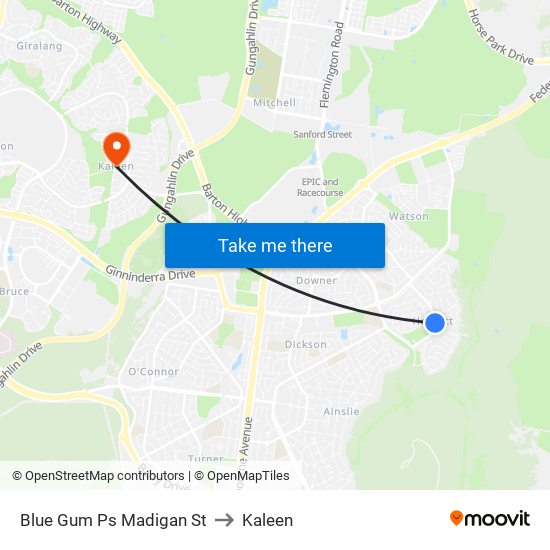 Blue Gum Ps Madigan St to Kaleen map