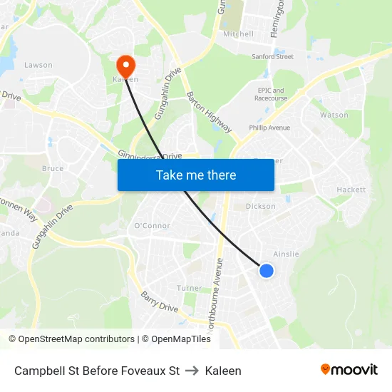 Campbell St Before Foveaux St to Kaleen map