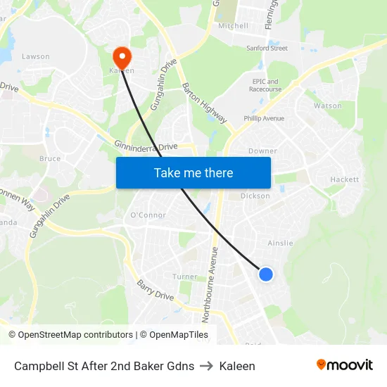 Campbell St After 2nd Baker Gdns to Kaleen map