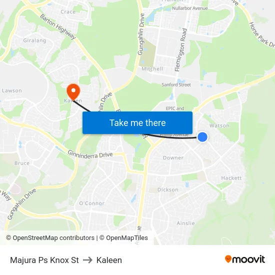 Majura Ps Knox St to Kaleen map