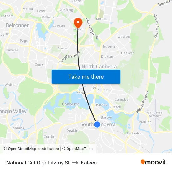 National Cct Opp Fitzroy St to Kaleen map