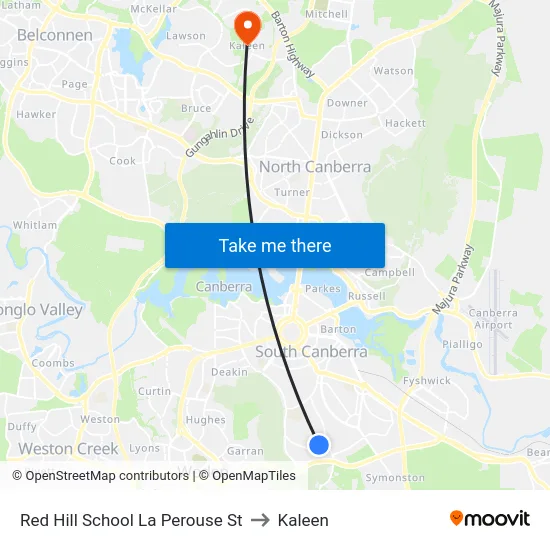 Red Hill School La Perouse St to Kaleen map