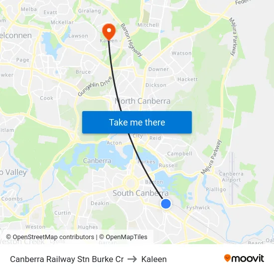 Canberra Railway Stn Burke Cr to Kaleen map