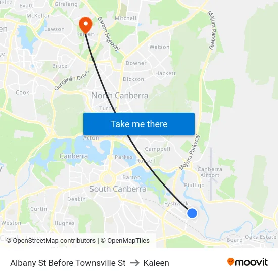 Albany St Before Townsville St to Kaleen map