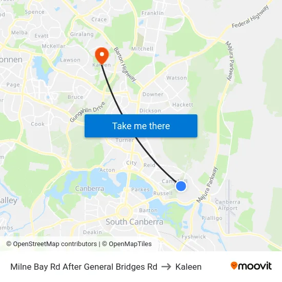 Milne Bay Rd After General Bridges Rd to Kaleen map
