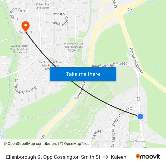 Ellenborough St Opp Cossington Smith St to Kaleen map