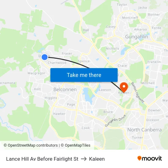 Lance Hill Av Before Fairlight St to Kaleen map