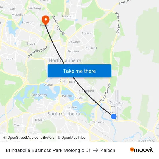 Brindabella Business Park Molonglo Dr to Kaleen map