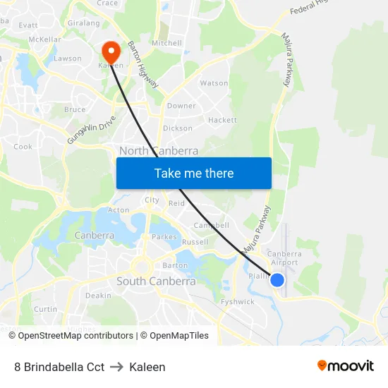 8 Brindabella Cct to Kaleen map