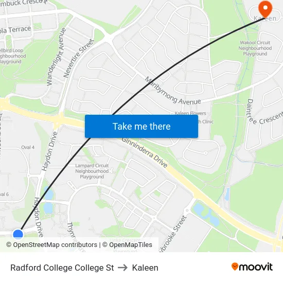 Radford College College St to Kaleen map