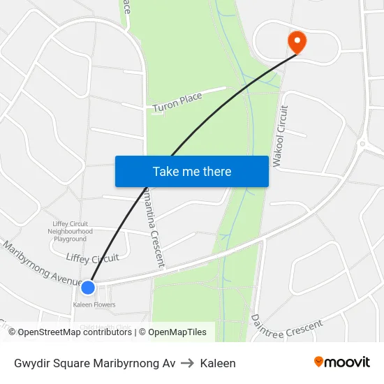 Gwydir Square Maribyrnong Av to Kaleen map