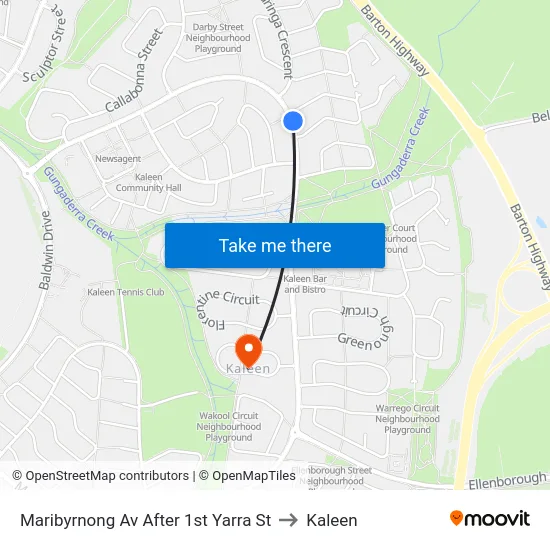 Maribyrnong Av After 1st Yarra St to Kaleen map