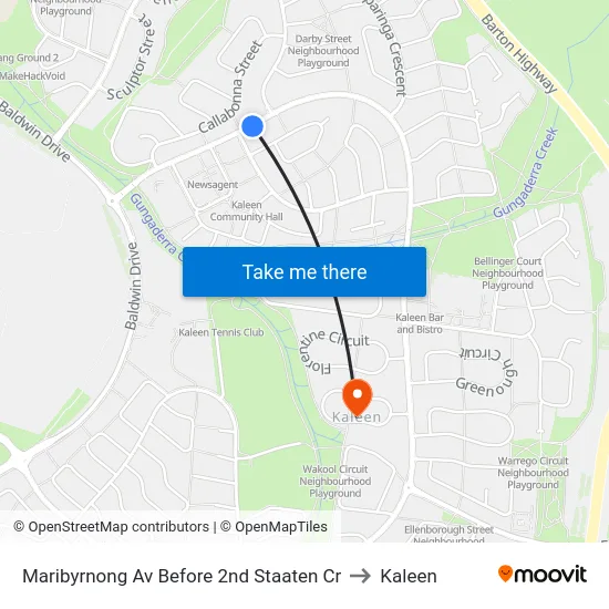 Maribyrnong Av Before 2nd Staaten Cr to Kaleen map